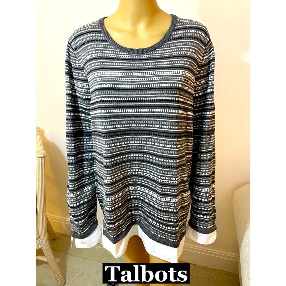 Talbots Knit Top With Faux Attached Shirt Sz 2X